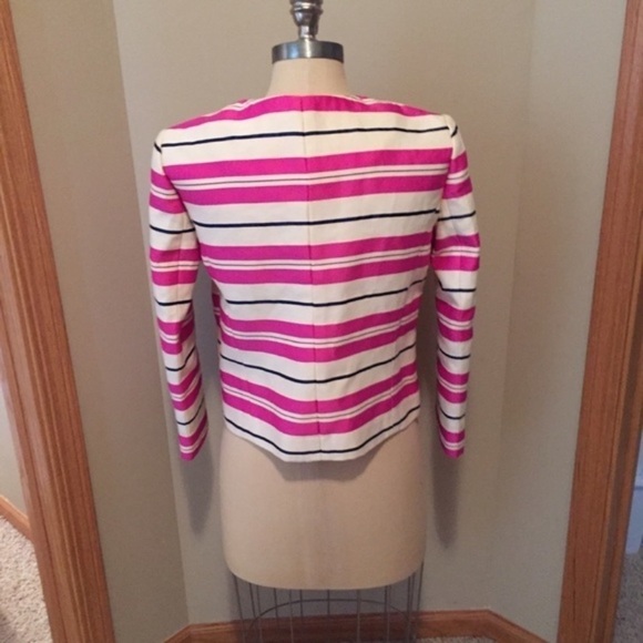 J.Crew Pink Striped color block classic silk Blazer sz 6 - Picture 3 of 4